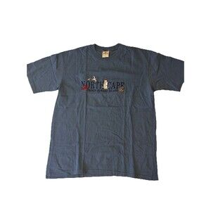 North Cape Prince Edward Island Adult Tshirt Med Blue Embroidered Nautical